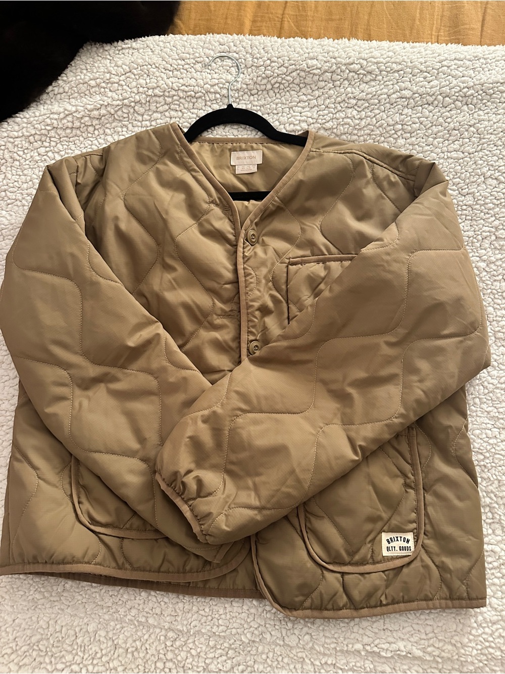 Women’s Quilted Lightweight Liner Waterproof Jacket - Tan Size Large